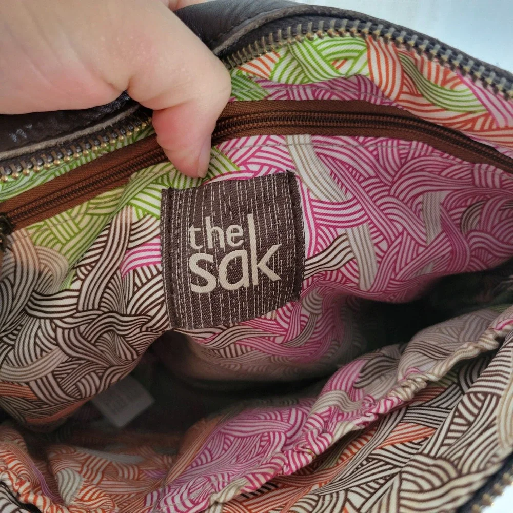 The Sak Genuine Leather Crossbody‎ Bag Purse Brown Tan